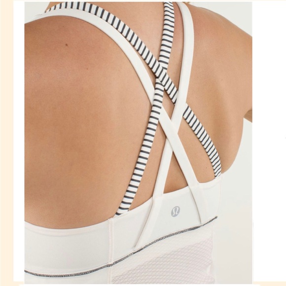 Lululemon Energy Tank sz 10 Angel wing stripe (cream /grey) - Picture 3 of 9